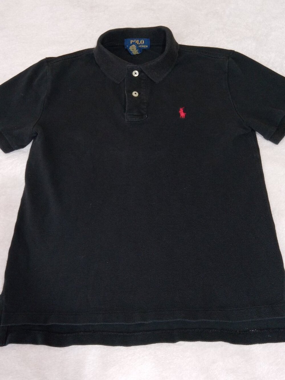 Polo Ralph Lauren Boys Polo Shirt Size S 8 Black Red Pony 100% Cotton Preppy